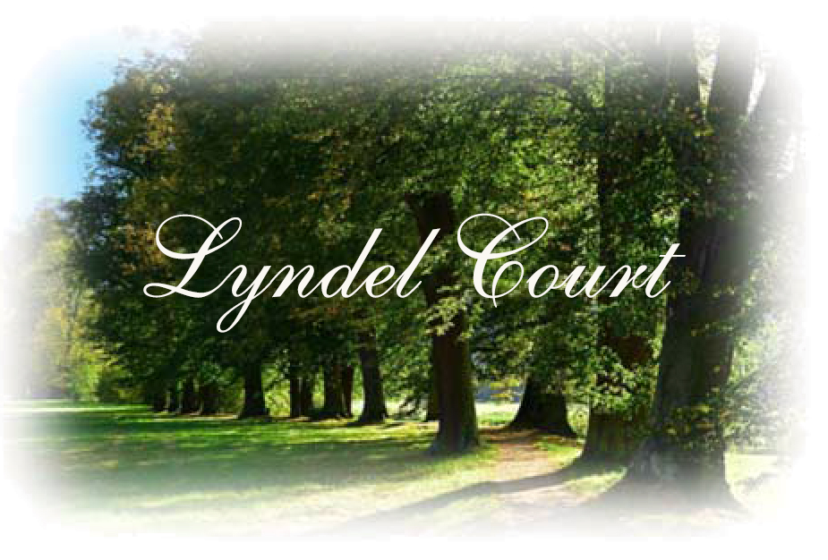 Logo for Lyndel Court shows foot path wound among tall leafy trees